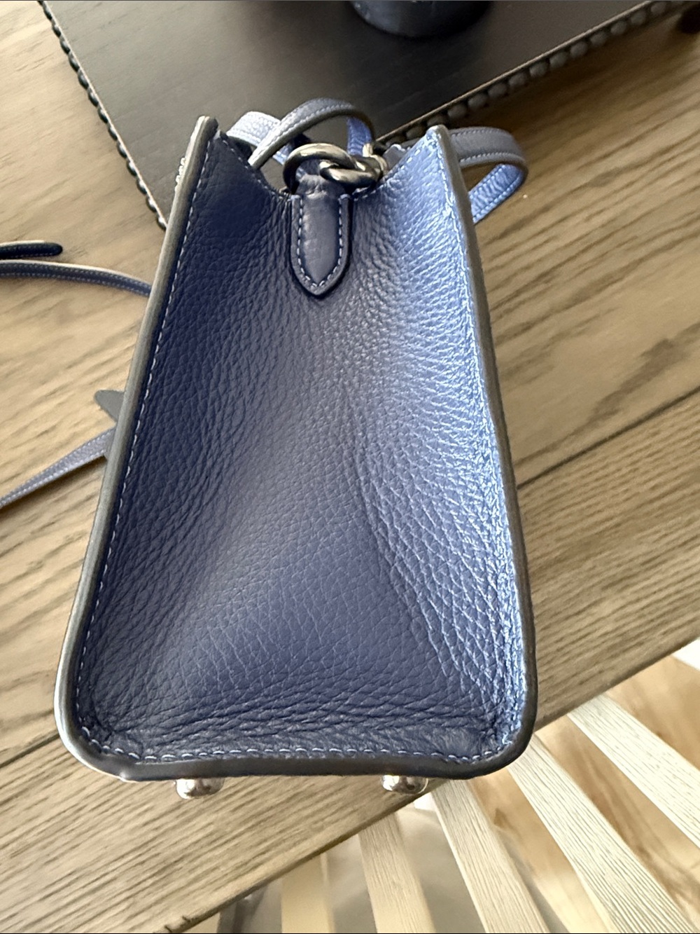 Coach Navy Perforated Signature Leather Satchel with Star Charm - Picture 4 of 13